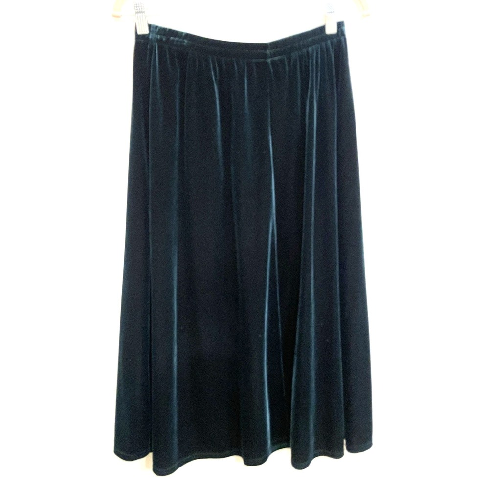 Vintage Studio Marisa Christina Skirt Petite Medium Green Soft Velvet USA grunge - Picture 3 of 7